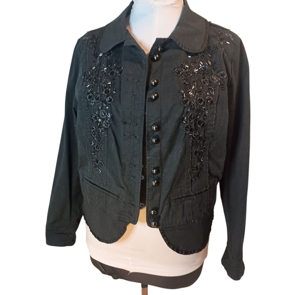 Venezia beaded‎ black coat SKUW104 - Picture 8 of 10